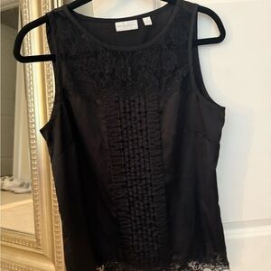 New York & Company Black Ruched Sleeveless Tank Top